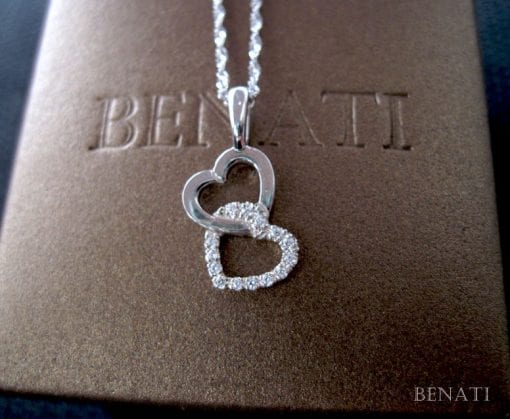 Diamond necklace, White gold heart pendant