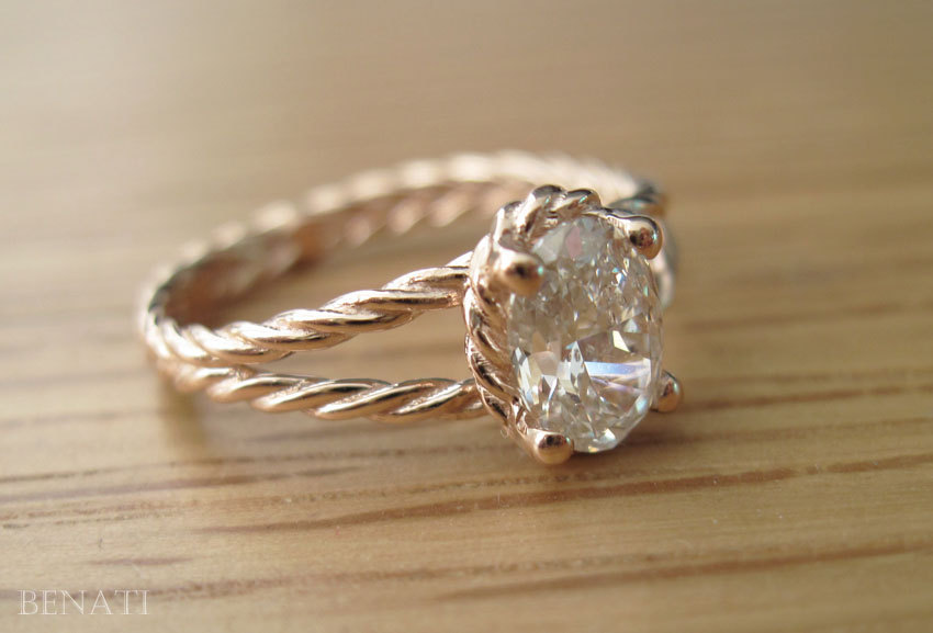 Aerin Diamond Bypass Womens Solitaire Rope Engagement Ring 1.00 ct  Palladium | TriJewels