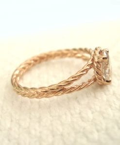 Diamond Twisted Rope Engagement ring, Oval Diamond Engagement ring