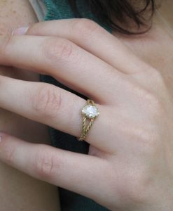 Diamond Twisted Rope Engagement ring, Oval Diamond Engagement ring