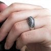 Domed pave black and white ring - high-fashion must have - for a stunning Halloween look - free shipping