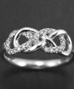 Double Knot Diamond Engagement Ring, Diamond Knot Infinity Ring