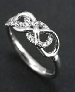 Double Knot Diamond Engagement Ring, Diamond Knot Infinity Ring