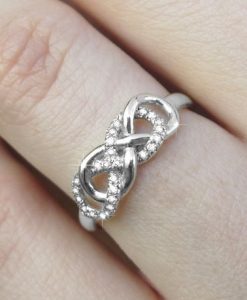 Double Knot Diamond Engagement Ring, Diamond Knot Infinity Ring