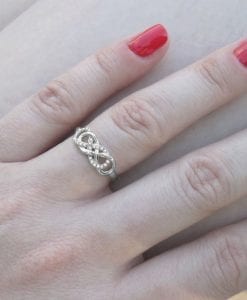 Double Knot Diamond Engagement Ring, Diamond Knot Infinity Ring