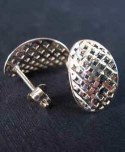 Elegant silver oval stud earrings