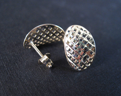 Elegant silver oval stud earrings