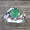 Natural Emerald Engagement Ring, Leaf Ring