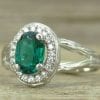 Emerald Halo Twig Engagement Ring, Emerald Wood Engagement Ring