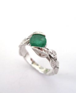 Emerald Leaf Ring, Emerald Engagement Ring