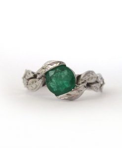 Emerald Leaf Ring, Emerald Engagement Ring