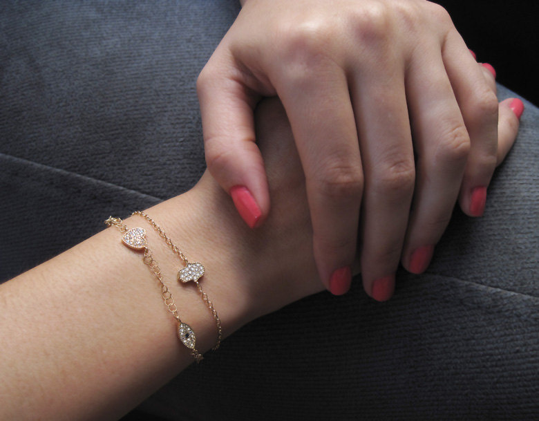 Sofer Jewelry - 14K Rose Gold Diamond Hamsa Bracelet with 0.17 Carats –  Robinson's Jewelers