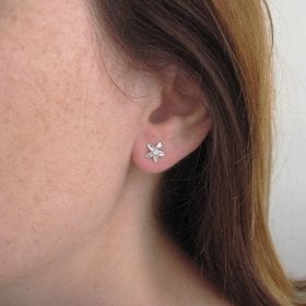 Flower Stud Earrings, Diamond Stud Flower Earrings