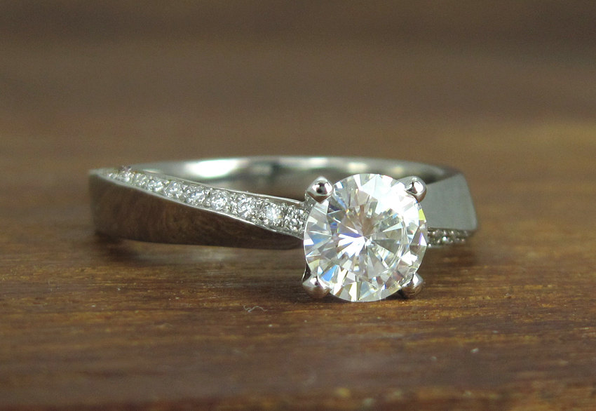 Moissanite Engagement Ring, Platinum Braided Engagement Ring | Benati