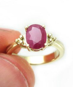Gold Antique Ruby Engagement Ring, Yellow Gold Oval Ruby Engagement Ring