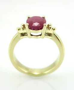 Gold Antique Ruby Engagement Ring, Yellow Gold Oval Ruby Engagement Ring