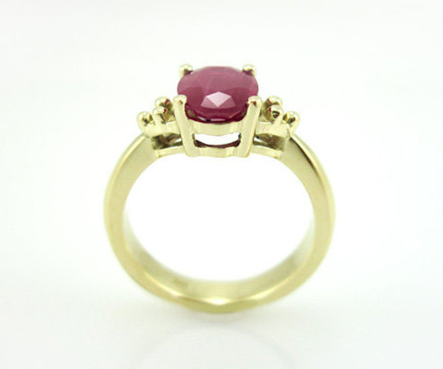 Gold Antique Ruby Engagement Ring, Yellow Gold Oval Ruby Engagement Ring
