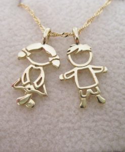 Gold Boy Baby pendant, Child Pendant
