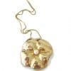 Gold Flower Pendant Statement With Pearl - art, blossom