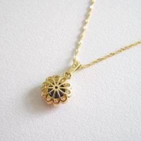 Gold flower setted with diamonds and Iolite, Diamond flower with diamonds