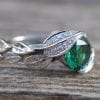 Gold Leaf Ring, Emerald Leaf Engagement Ring