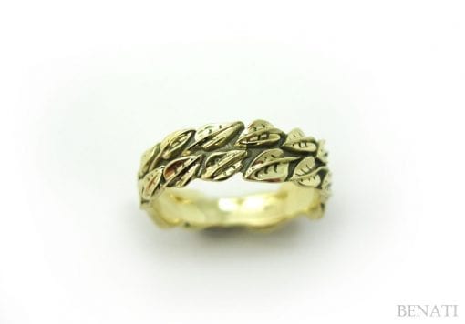 Gold Leaf Ring, Leaf Wedding Band