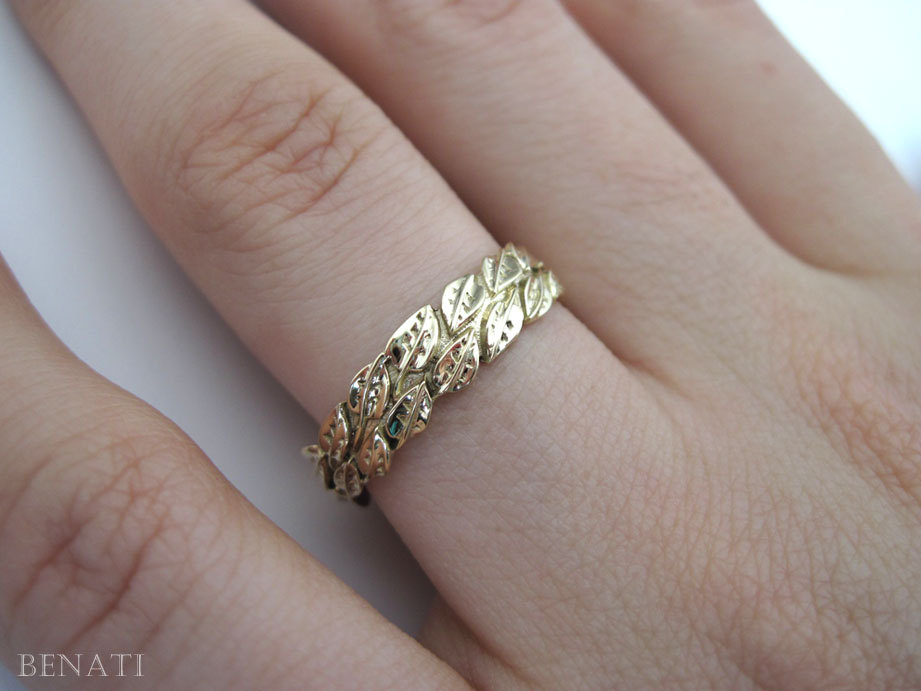 Gold Leaf Wedding ring, Gold Wedding Leaf Ring | Benati