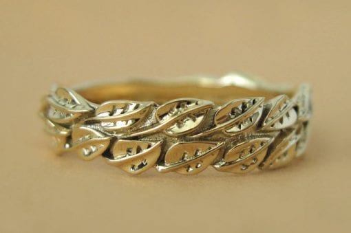 Gold Leaf Wedding ring, Gold Wedding Leaf Ring