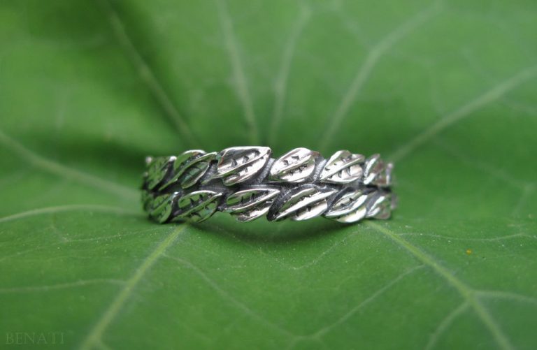 Gold Leaf Wedding Ring, Leaf Ring Benati