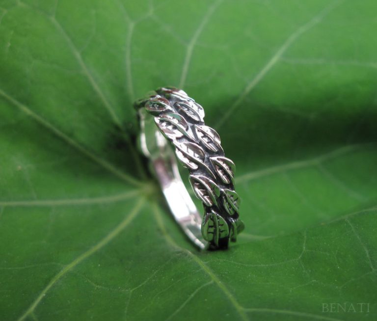 Gold Leaf Wedding Ring, Leaf Ring Benati
