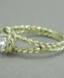 Gold Twisted Rope Diamond Engagement Ring, Moissanite Engagement Ring