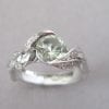 Green Amethyst Leaf Ring, Engagement Leaf Ring