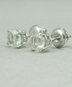 Green Amethyst Stud Earrings, Green Amethyst Earrings