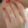 Halo Leaves Engagement Ring, Leaf Diamond Engagement Ring