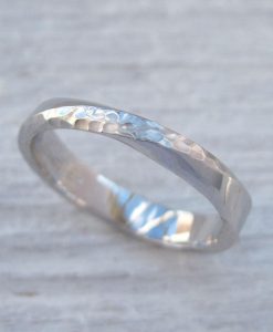 Hammered Mobius Wedding Ring, White Gold Hammered Mobius Wedding Band
