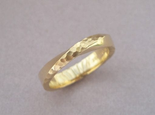 Hammered Mobius Wedding Ring, White Gold Hammered Mobius Wedding Band