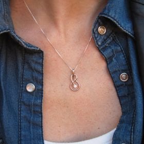 Infinity knot diamond necklace, diamond infinity pendant