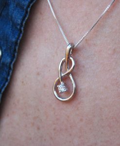 Infinity knot diamond necklace, diamond infinity pendant