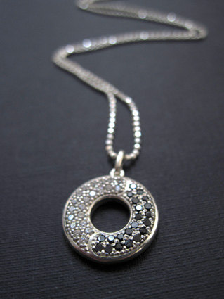 Infinity Pendant In White Gold With Black And White Diamonds - ying yang pendant, 14k white mobius pendant