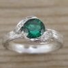 Leaf Engagement Ring, Emerald Engagement Ring