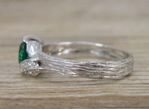 Leaf Engagement Ring, Emerald Engagement Ring