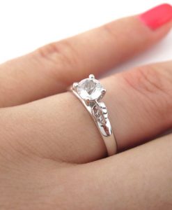 Leaf Engagement Ring, Moissanite vintage Ring