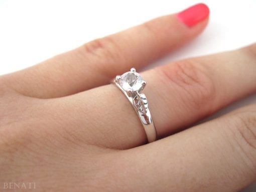 Leaf Engagement Ring, Moissanite vintage Ring