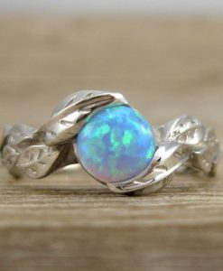 Leaf Engagement Ring, Opal Engagement Ring