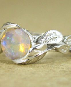 Leaf Engagement Ring, Opal Engagement Ring