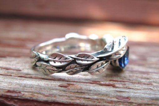 Leaf Engagement Ring, Sapphire Engagement Ring