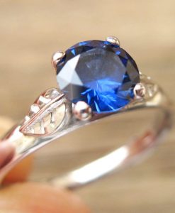 Leaf Engagement Ring, Sapphire Engagement Ring