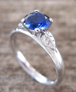 Leaf Engagement Ring, Sapphire Engagement Ring