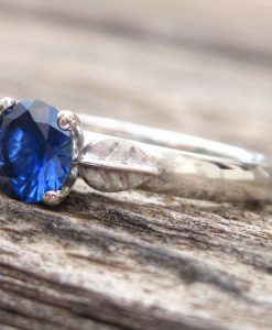 Leaf Engagement Ring, Sapphire Engagement Ring