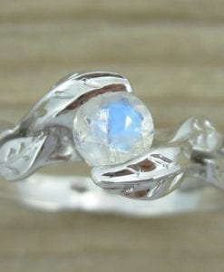 Leaf moonstone Gold ring, engagement ring